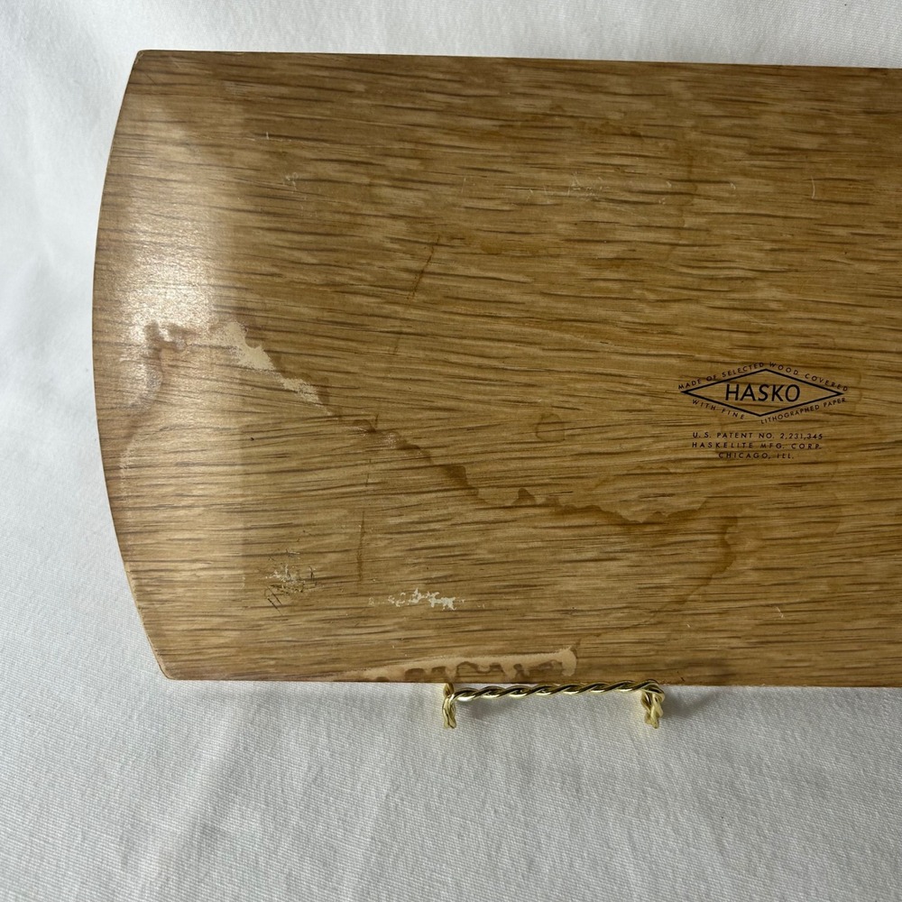 VTG Hasko Woodgrain Melamine Platter Tray Set of 4 Floral Mid Century MCM USA - Picture 12 of 16